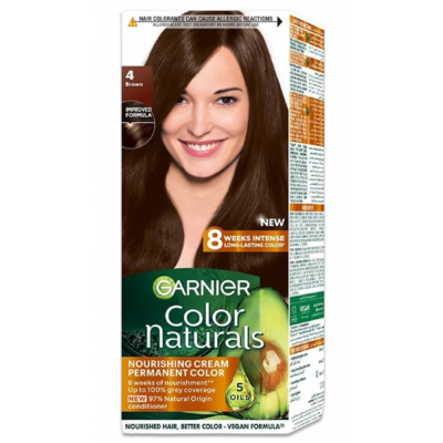GARNIER COLOR NATURALS 4 BROWN — NOURISHING CREAM PERMENANT HAIR COLOR 150 GM